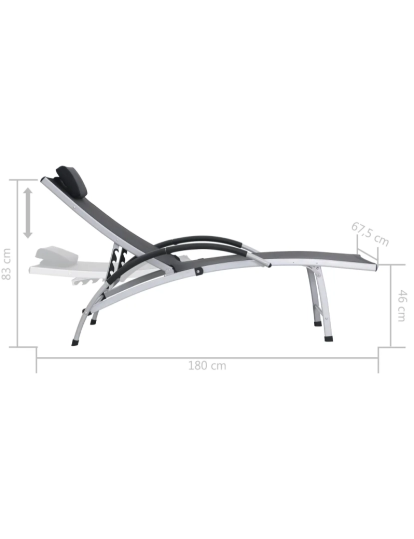imagem de espreguiçadeira，Cadeira de repouso，Cadeira de descanso alumínio textilene preto CFW1460807