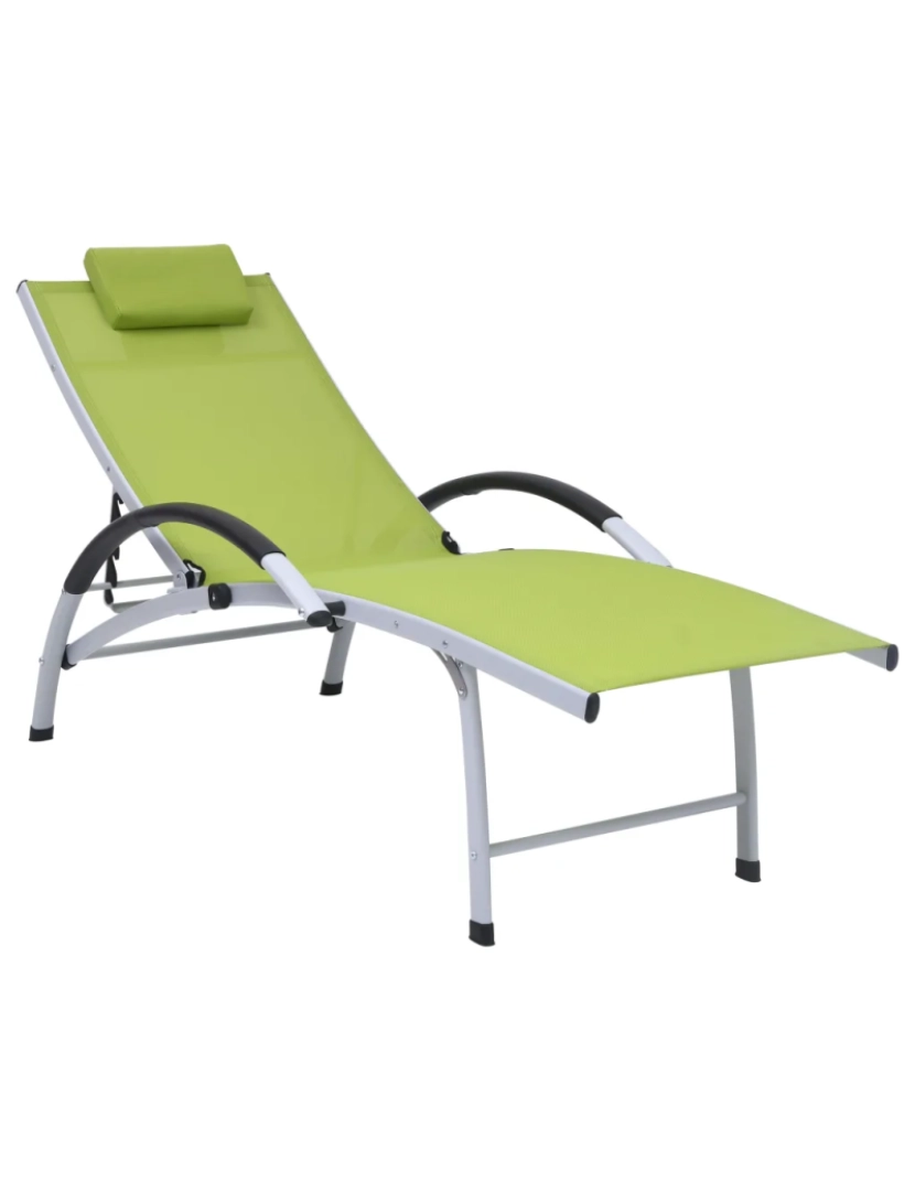 imagem de espreguiçadeira，Cadeira de repouso，Cadeira de descanso alumínio textilene verde CFW2062781