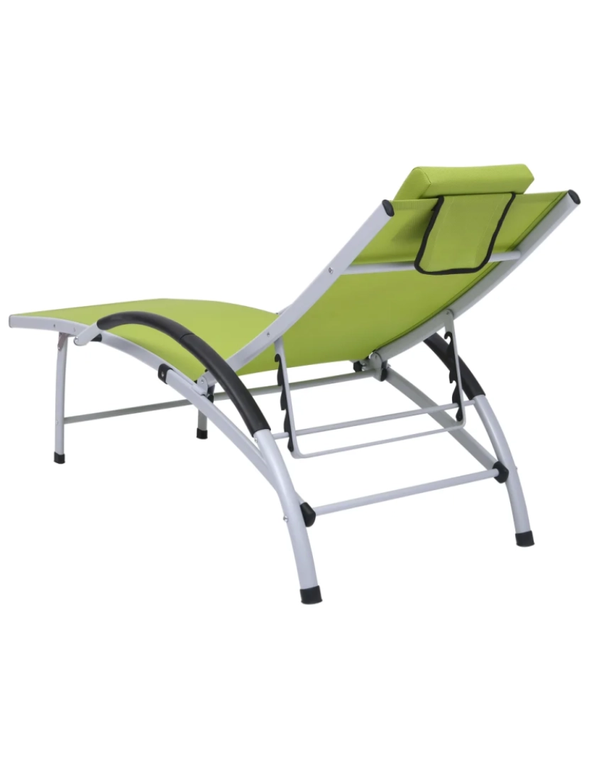 imagem de espreguiçadeira，Cadeira de repouso，Cadeira de descanso alumínio textilene verde CFW2062784