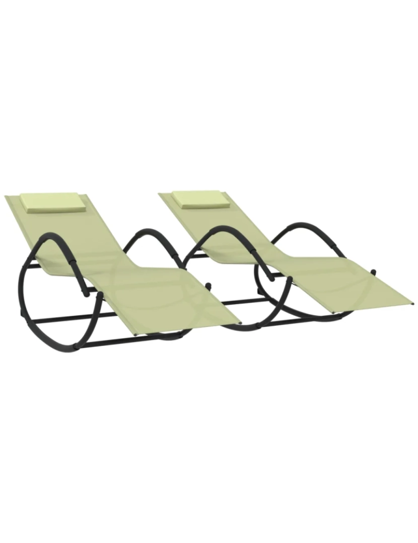 imagem de 2 pcs espreguiçadeira，Cadeira de repouso，Cadeira de descanso baloiço aço e textilene cor creme CFW3000452