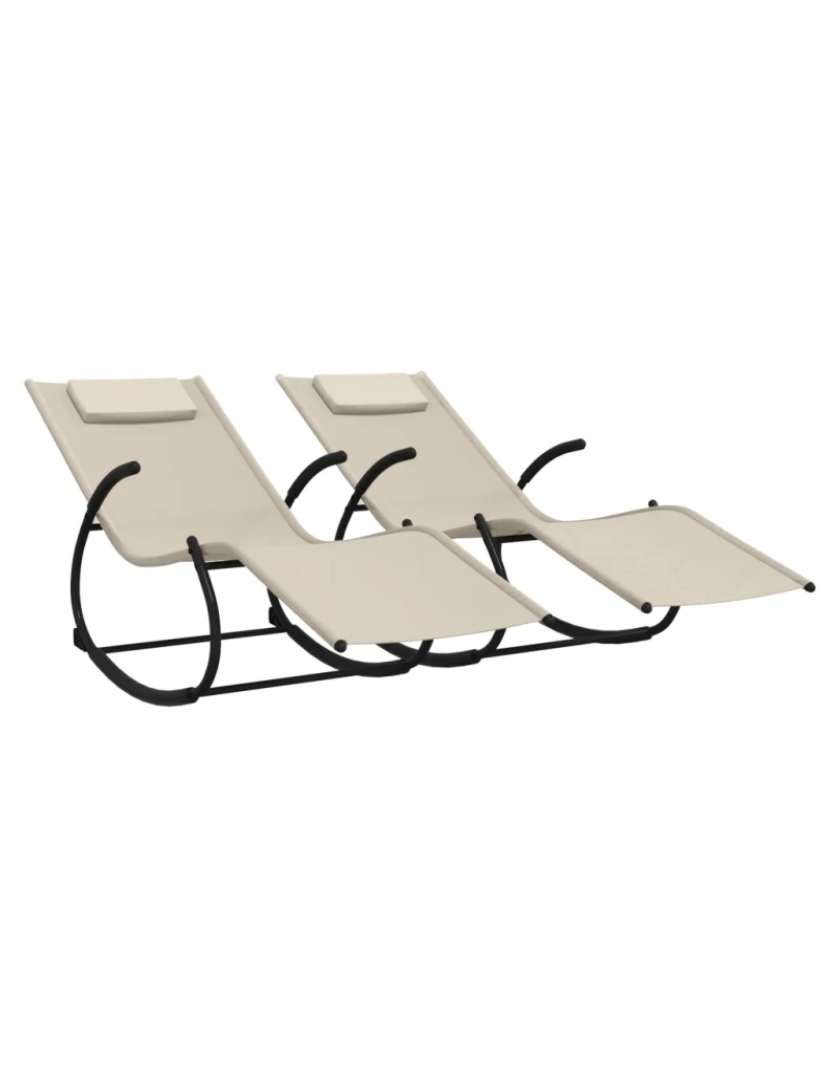 imagem de 2 pcs espreguiçadeira，Cadeira de repouso，Cadeira de descanso baloiço aço e textilene cor creme CFW4805302