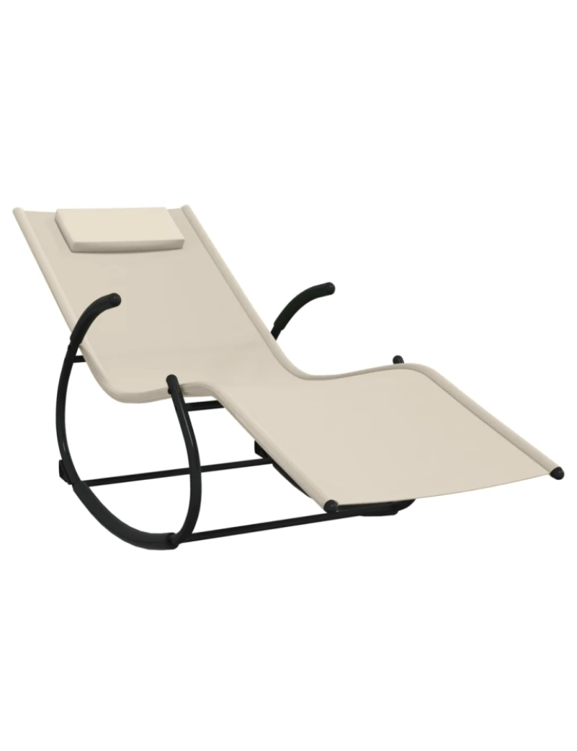 imagem de 2 pcs espreguiçadeira，Cadeira de repouso，Cadeira de descanso baloiço aço e textilene cor creme CFW4805303