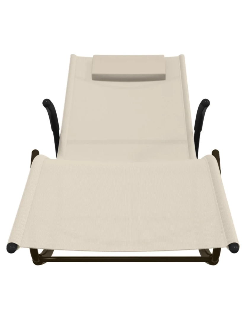 imagem de 2 pcs espreguiçadeira，Cadeira de repouso，Cadeira de descanso baloiço aço e textilene cor creme CFW4805304