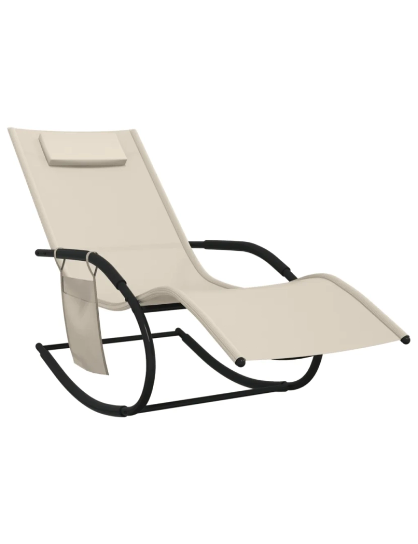 imagem de 2 pcs espreguiçadeira，Cadeira de repouso，Cadeira de descanso baloiço aço e textilene cor creme CFW2497203