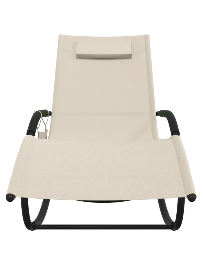 imagem de 2 pcs espreguiçadeira，Cadeira de repouso，Cadeira de descanso baloiço aço e textilene cor creme CFW2497204