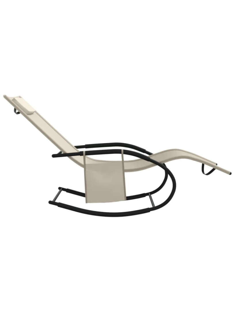 imagem de 2 pcs espreguiçadeira，Cadeira de repouso，Cadeira de descanso baloiço aço e textilene cor creme CFW2497205