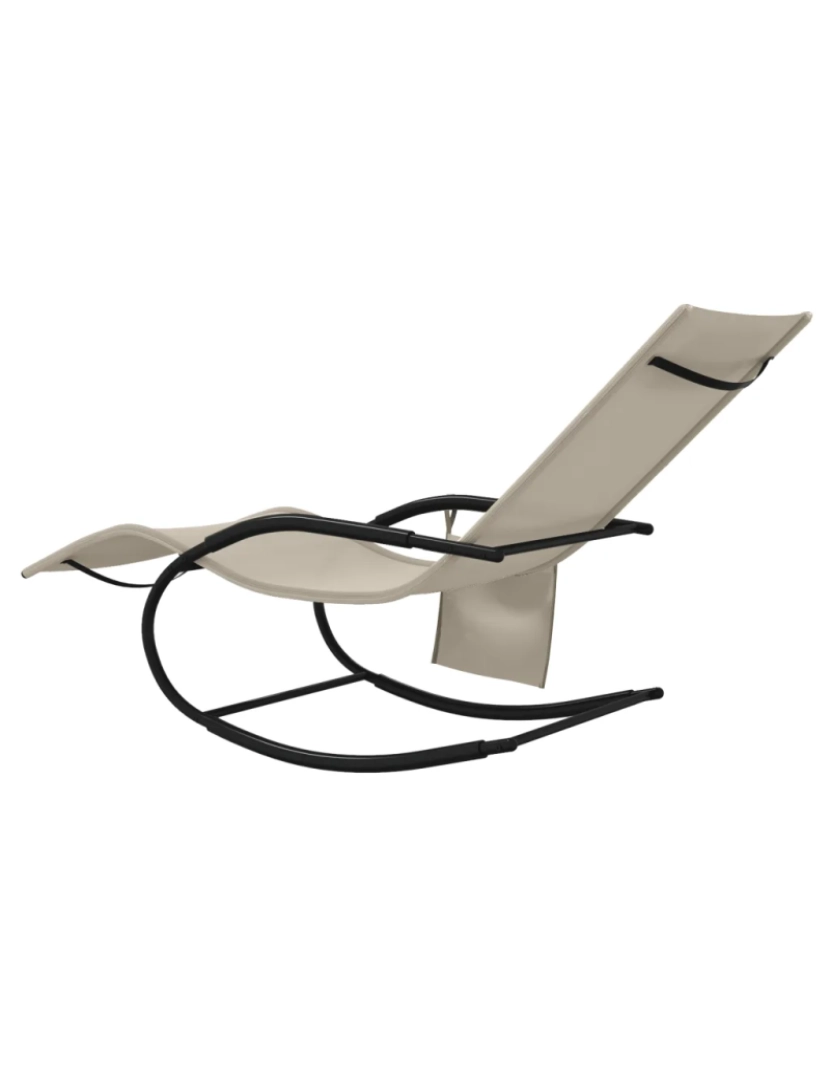 imagem de 2 pcs espreguiçadeira，Cadeira de repouso，Cadeira de descanso baloiço aço e textilene cor creme CFW2497206