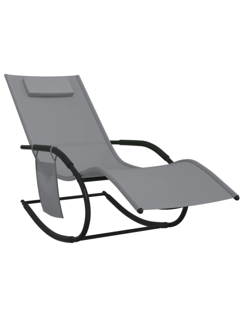 imagem de espreguiçadeira，Cadeira de repouso，Cadeira de descanso baloiço aço e textilene cinzento CFW1725862