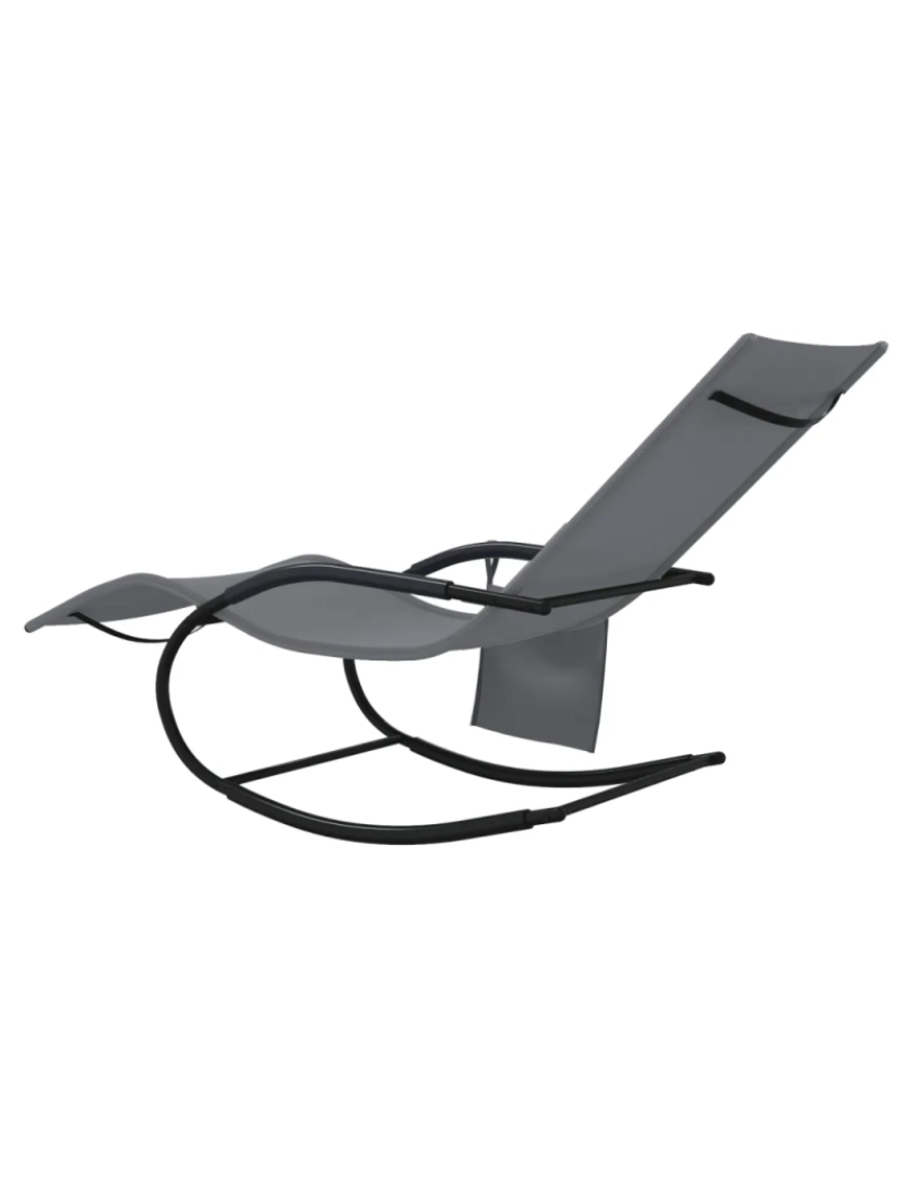 imagem de espreguiçadeira，Cadeira de repouso，Cadeira de descanso baloiço aço e textilene cinzento CFW1725865