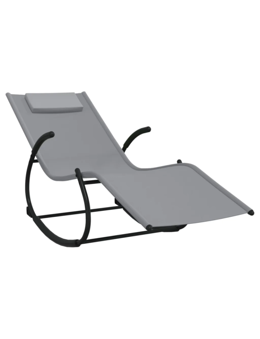 imagem de espreguiçadeira，Cadeira de repouso，Cadeira de descanso baloiço aço e textilene cinzento CFW3147822