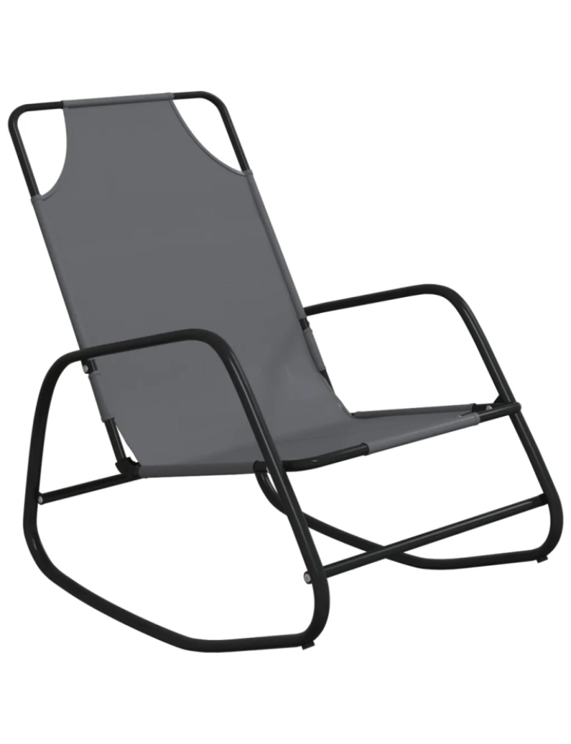 imagem de espreguiçadeira，Cadeira de repouso，Cadeira de descanso baloiço aço e textilene cinzento CFW6724642