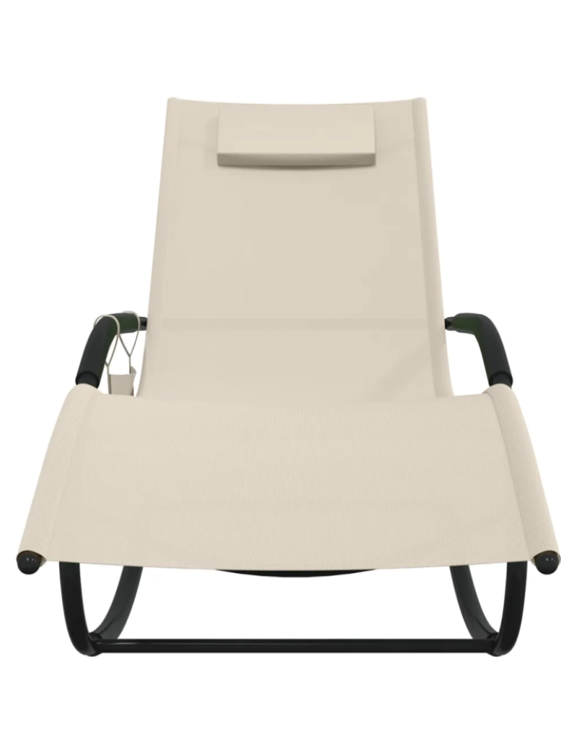 imagem de espreguiçadeira，Cadeira de repouso，Cadeira de descanso baloiço aço e textilene cor creme CFW5156283