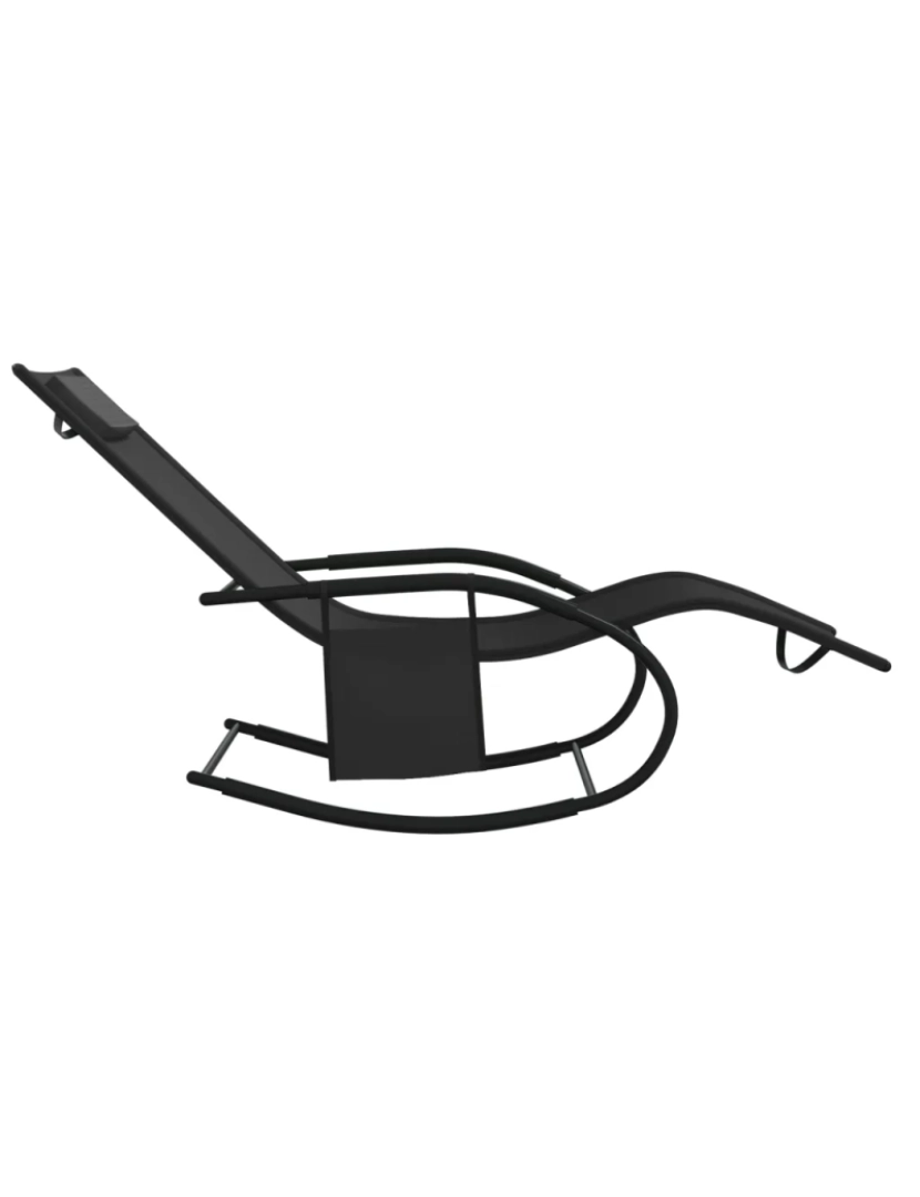 imagem de espreguiçadeira，Cadeira de repouso，Cadeira de descanso baloiço aço e textilene preto CFW7502514