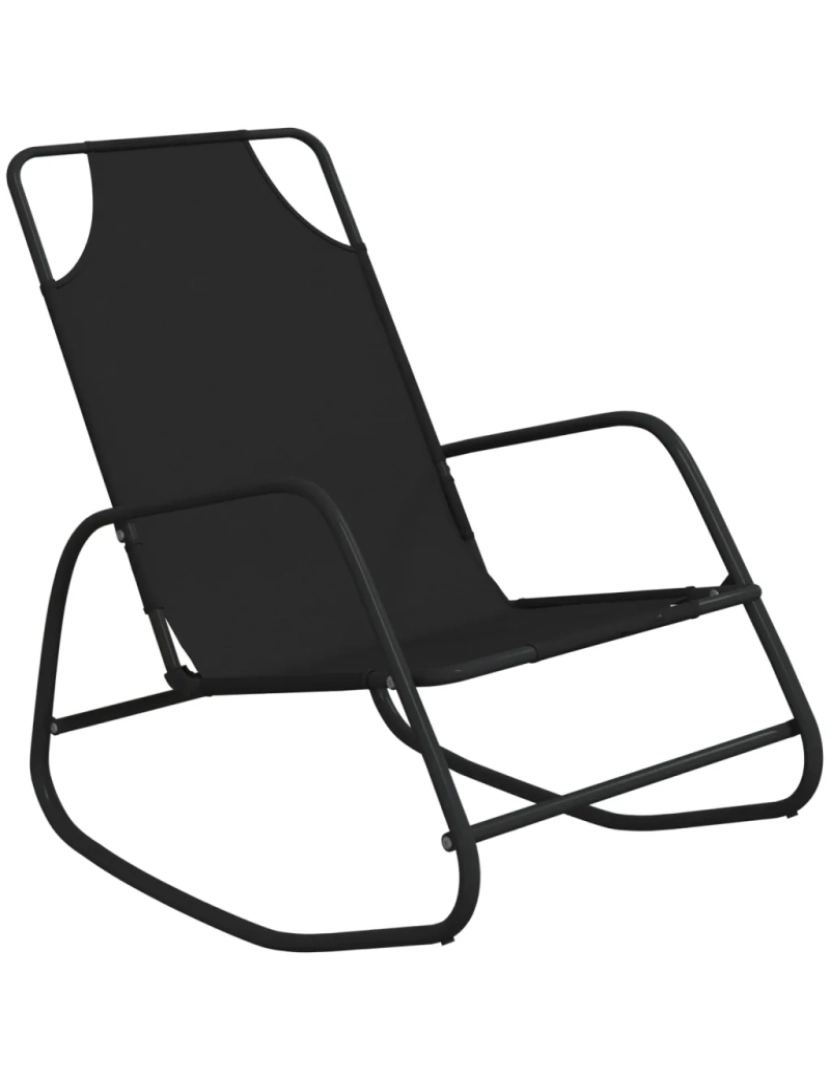imagem de espreguiçadeira，Cadeira de repouso，Cadeira de descanso baloiço aço e textilene preto CFW5149502