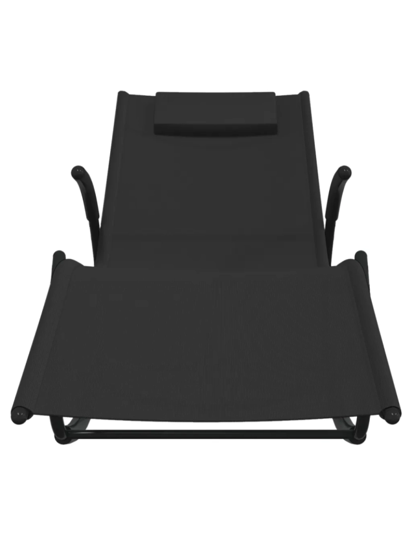 imagem de espreguiçadeira，Cadeira de repouso，Cadeira de descanso baloiço aço e textilene preto CFW8100103