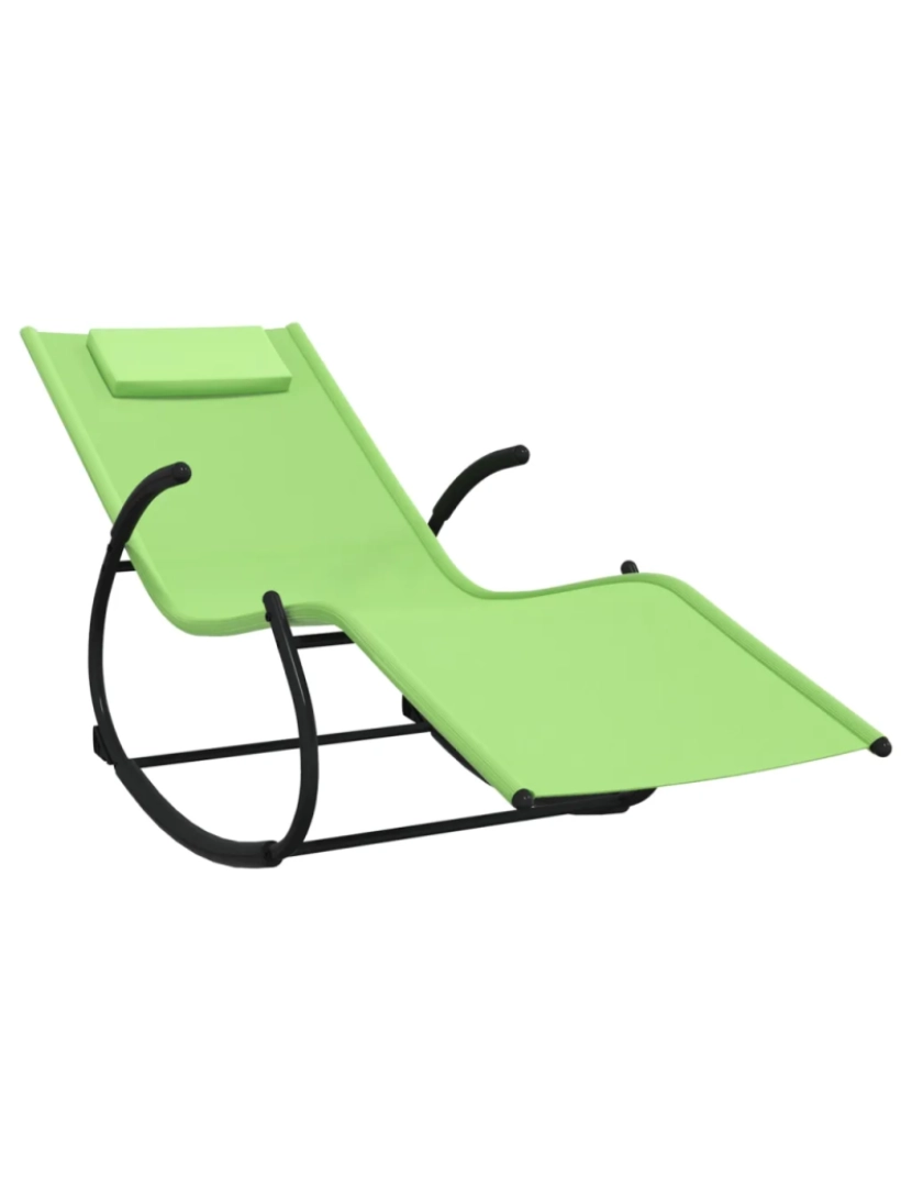 imagem de espreguiçadeira，Cadeira de repouso，Cadeira de descanso baloiço aço e textilene verde CFW4138462