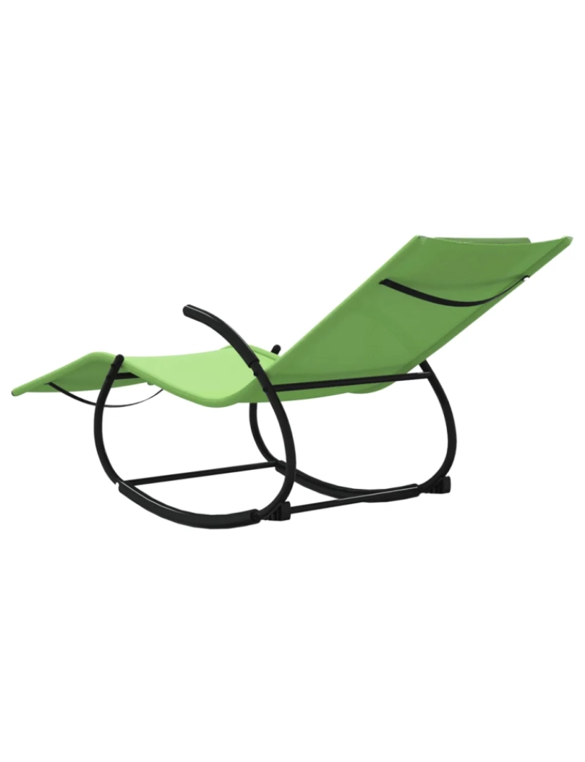 imagem de espreguiçadeira，Cadeira de repouso，Cadeira de descanso baloiço aço e textilene verde CFW4138465