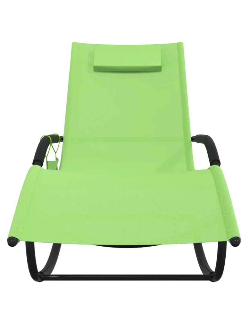 imagem de espreguiçadeira，Cadeira de repouso，Cadeira de descanso baloiço aço e textilene verde CFW6155363
