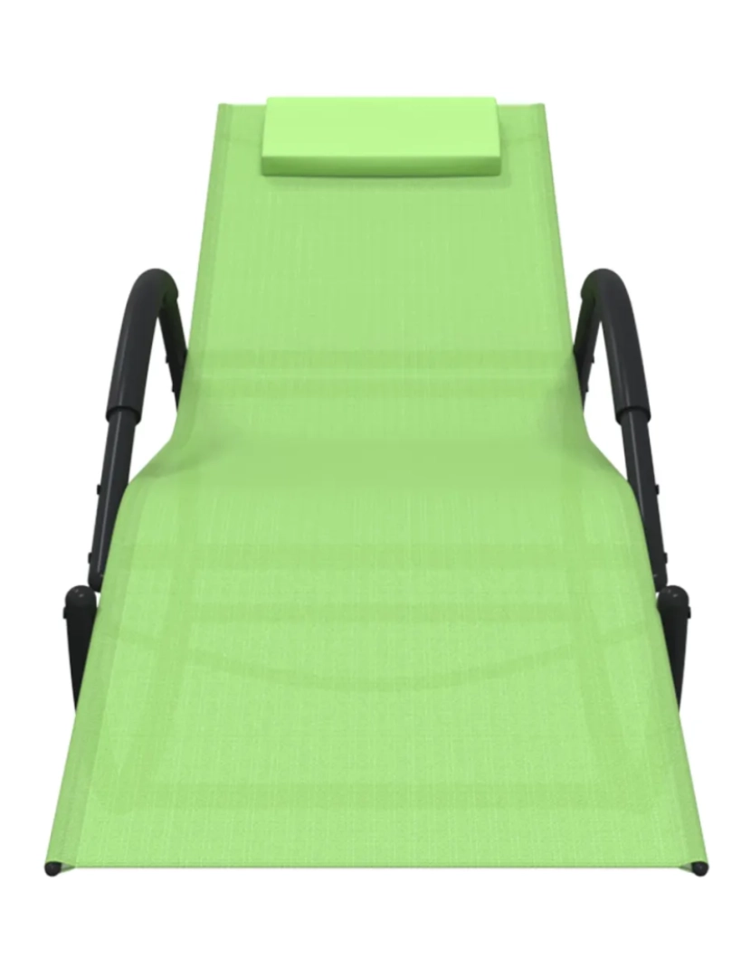 imagem de espreguiçadeira，Cadeira de repouso，Cadeira de descanso baloiço aço e textilene verde CFW9029083