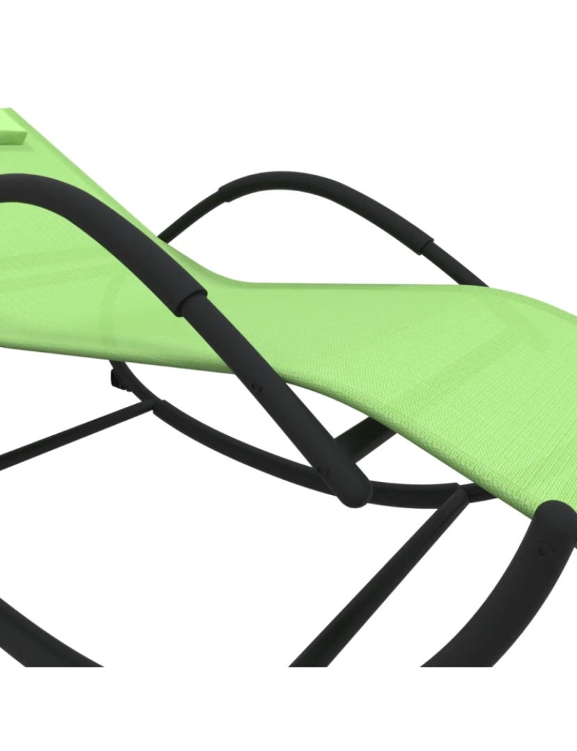 imagem de espreguiçadeira，Cadeira de repouso，Cadeira de descanso baloiço aço e textilene verde CFW9029085