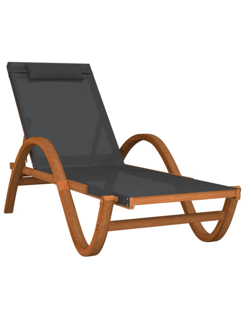 imagem de espreguiçadeira，Cadeira de repouso，Cadeira de descanso c/ almofada textilene e álamo maciço cinzento CFW6734482