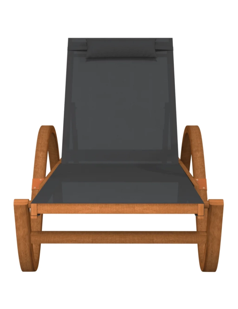 imagem de espreguiçadeira，Cadeira de repouso，Cadeira de descanso c/ almofada textilene e álamo maciço cinzento CFW6734483