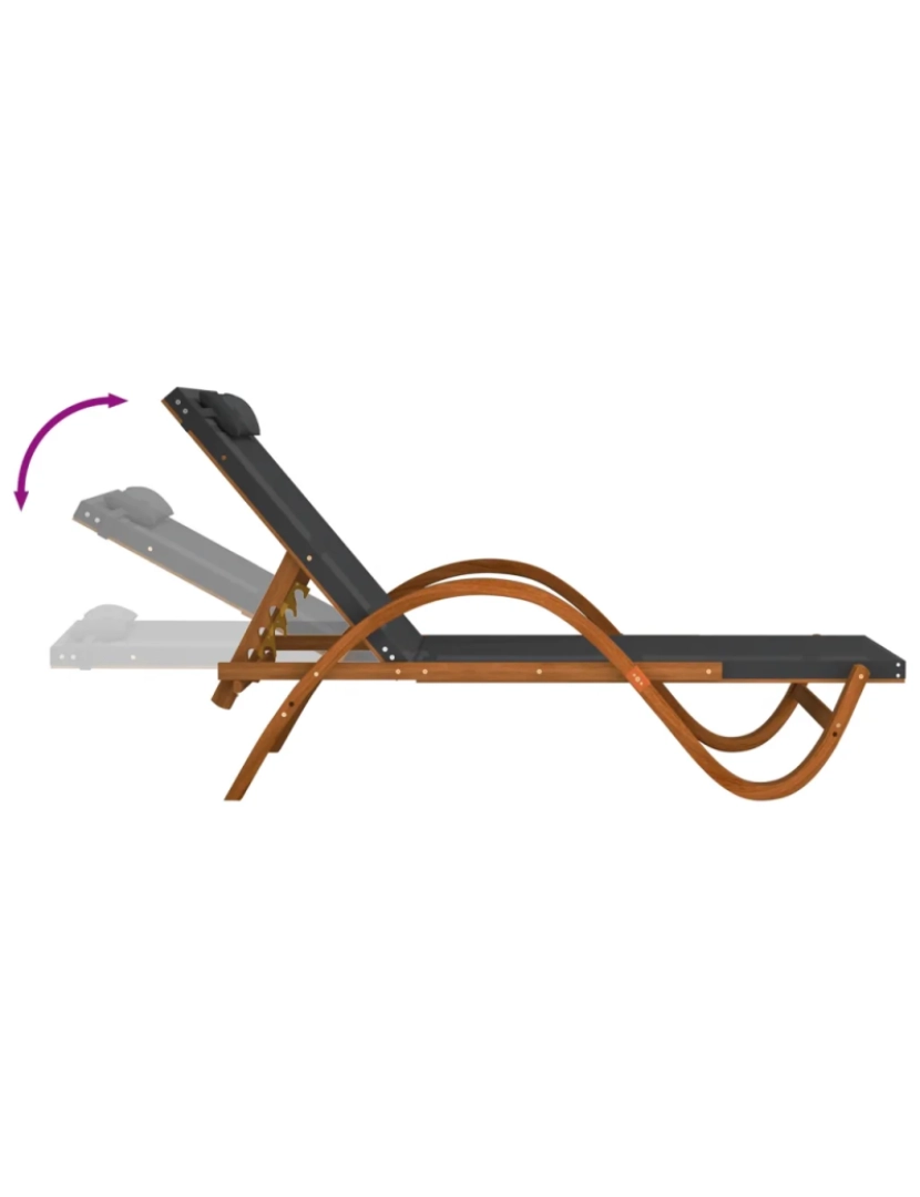 imagem de espreguiçadeira，Cadeira de repouso，Cadeira de descanso c/ almofada textilene e álamo maciço cinzento CFW6734486