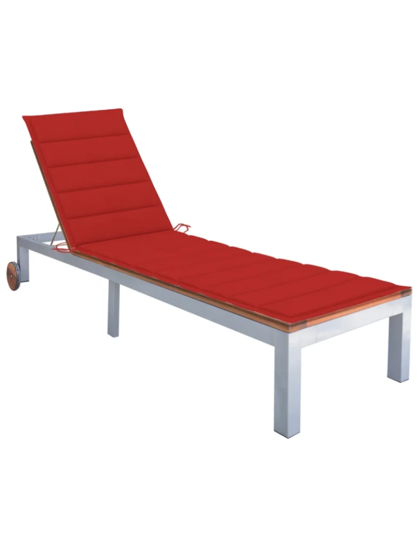 Vidaxl - espreguiçadeira，Cadeira de repouso，Cadeira de descanso c/ almofadão acácia maciça e aço galvanizado CFW134810