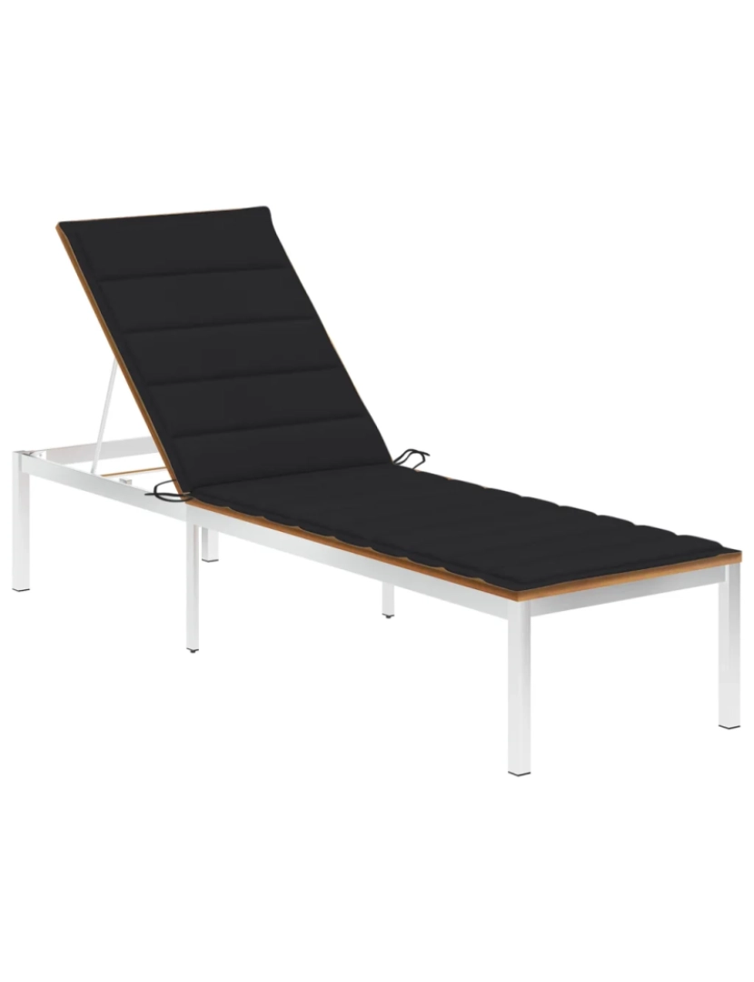 Vidaxl - espreguiçadeira，Cadeira de repouso，Cadeira de descanso c/ almofadão acácia maciça e aço inoxidável CFW563272