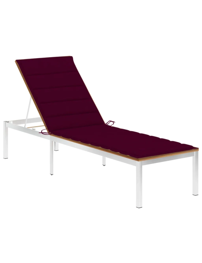Vidaxl - espreguiçadeira，Cadeira de repouso，Cadeira de descanso c/ almofadão acácia maciça e aço inoxidável CFW492445