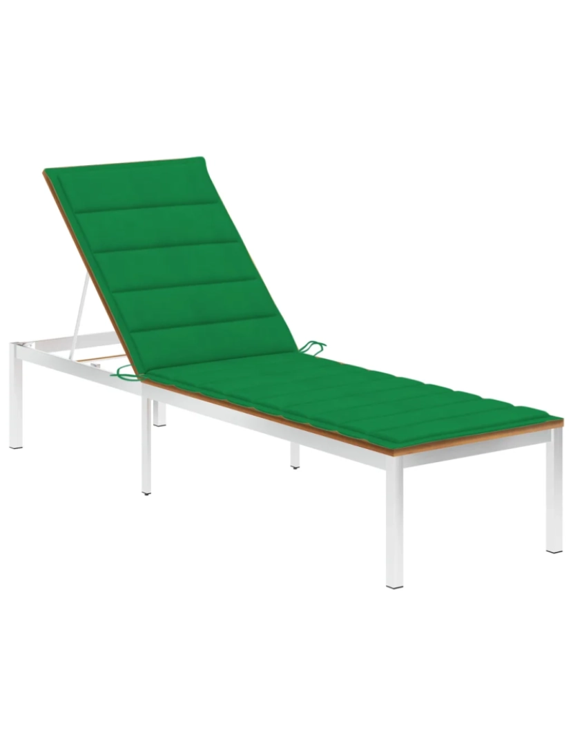 Vidaxl - espreguiçadeira，Cadeira de repouso，Cadeira de descanso c/ almofadão acácia maciça e aço inoxidável CFW417277