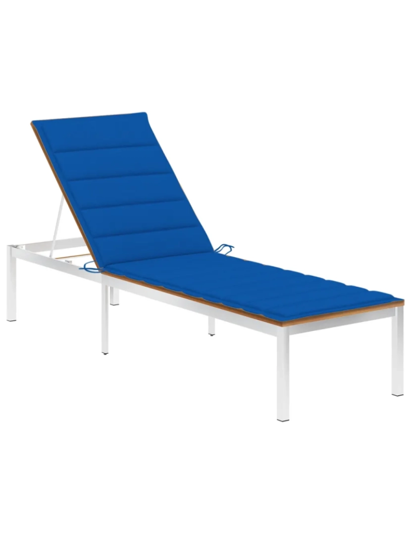 Vidaxl - espreguiçadeira，Cadeira de repouso，Cadeira de descanso c/ almofadão acácia maciça e aço inoxidável CFW971509