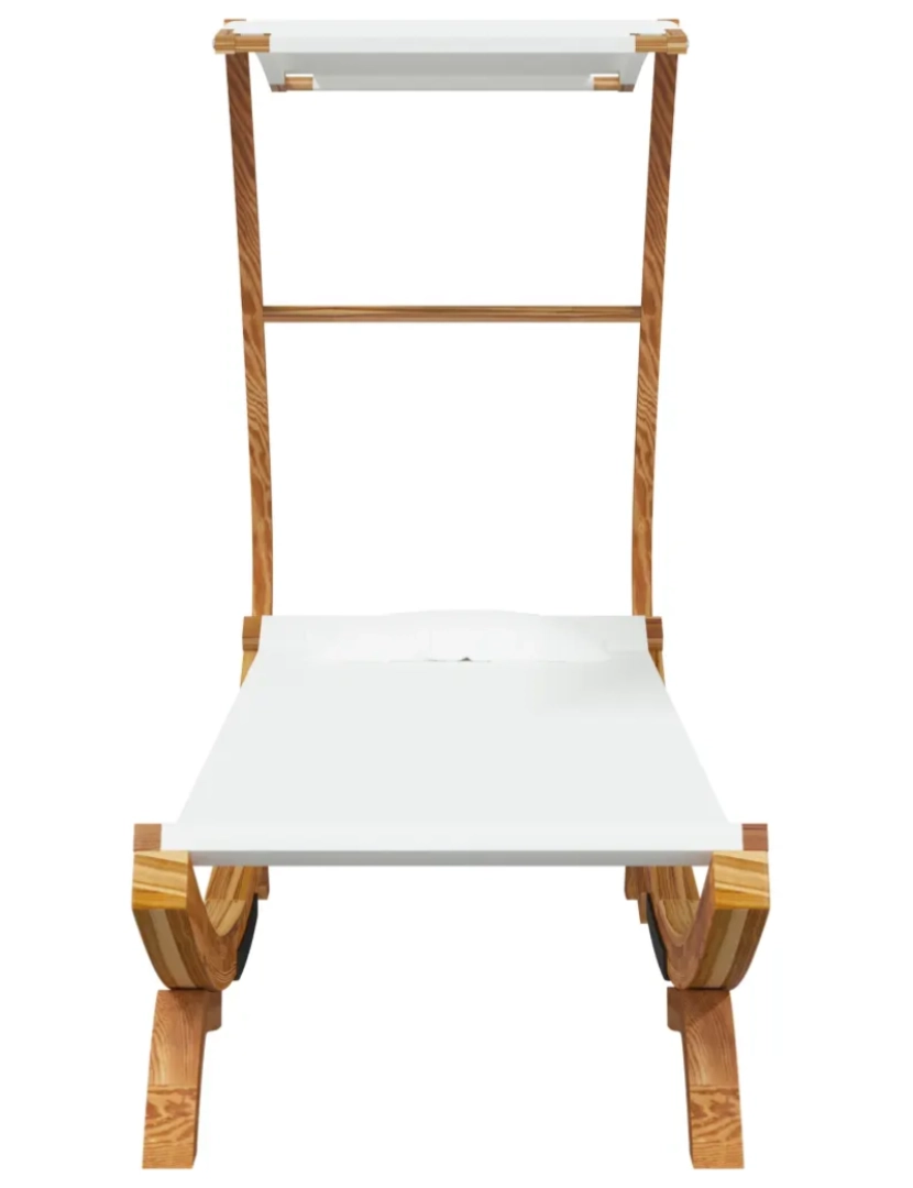 imagem de espreguiçadeira，Cadeira de repouso，Cadeira de descanso c/ toldo 100x190x134 cm madeira curva creme CFW3892273