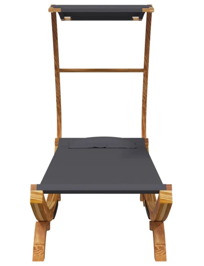 imagem de espreguiçadeira，Cadeira de repouso，Cadeira de descanso c/ toldo 100x190x134cm madeira curva antracite CFW3145783
