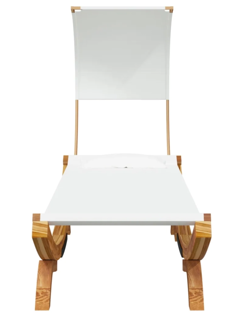 imagem de espreguiçadeira，Cadeira de repouso，Cadeira de descanso c/ toldo 100x200x126 cm madeira curva creme CFW5496363