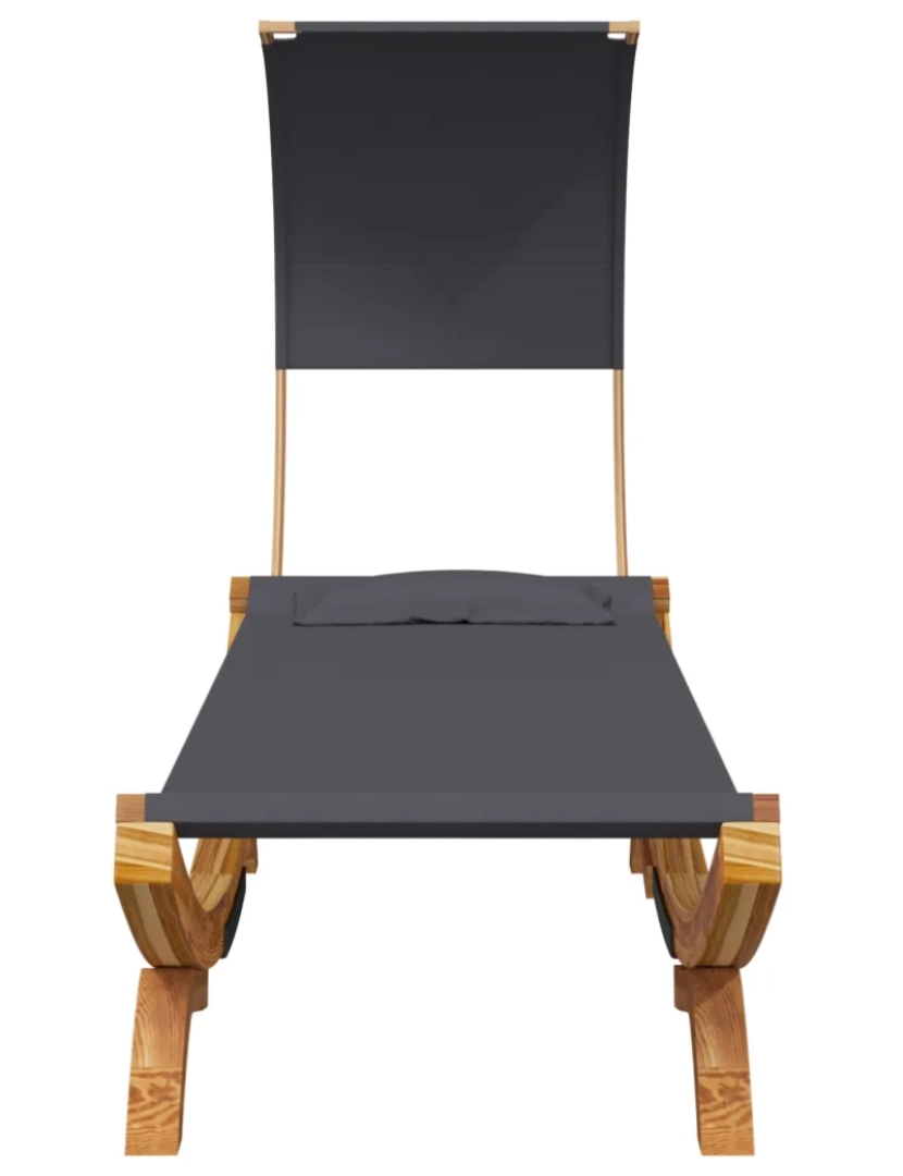 imagem de espreguiçadeira，Cadeira de repouso，Cadeira de descanso c/ toldo 100x200x126cm madeira curva antracite CFW7678513