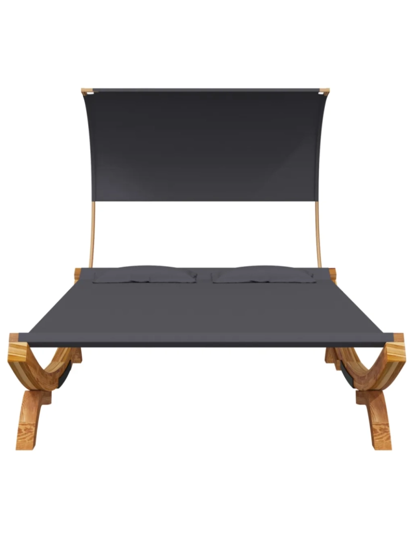 imagem de espreguiçadeira，Cadeira de repouso，Cadeira de descanso c/ toldo 165x203x126 cm madeira curva antracite CFW8594724