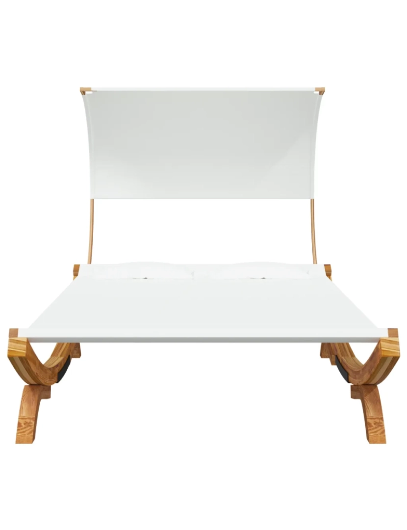 imagem de espreguiçadeira，Cadeira de repouso，Cadeira de descanso c/ toldo 165x203x126 cm madeira curva cor creme CFW8301433