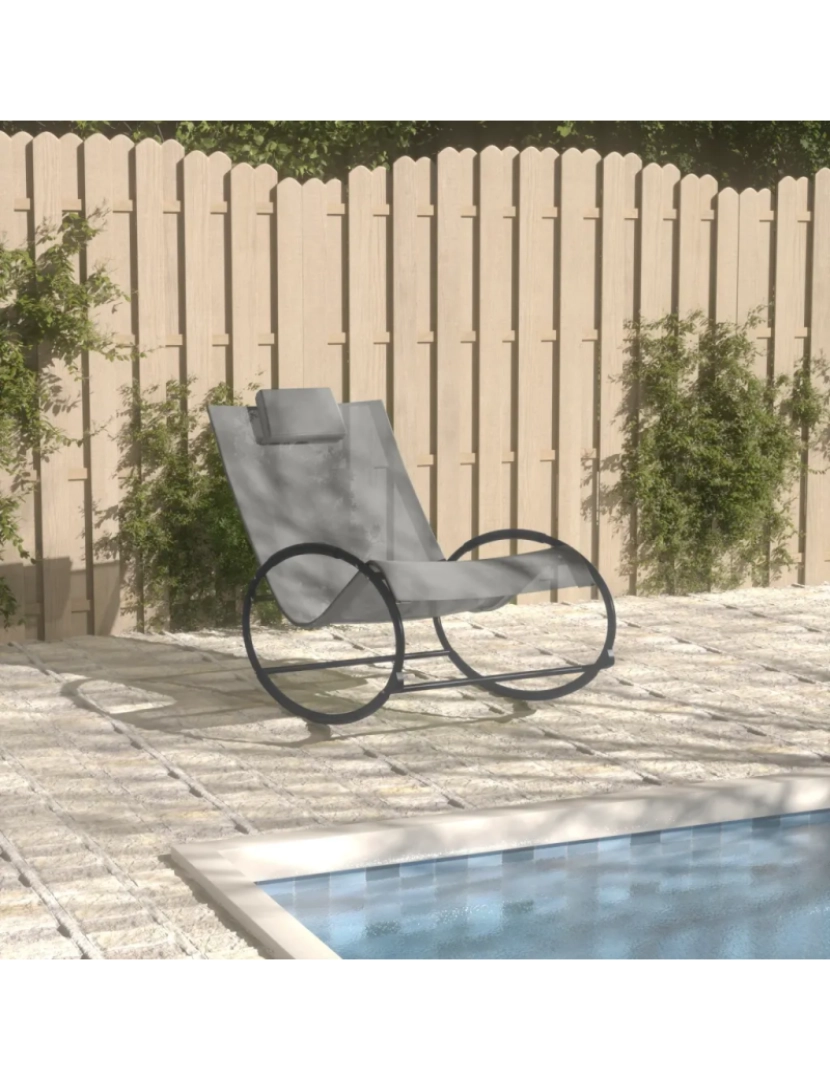 imagem de espreguiçadeira，Cadeira de repouso，Cadeira de descanso com almofada aço e textilene cinzento CFW1122361