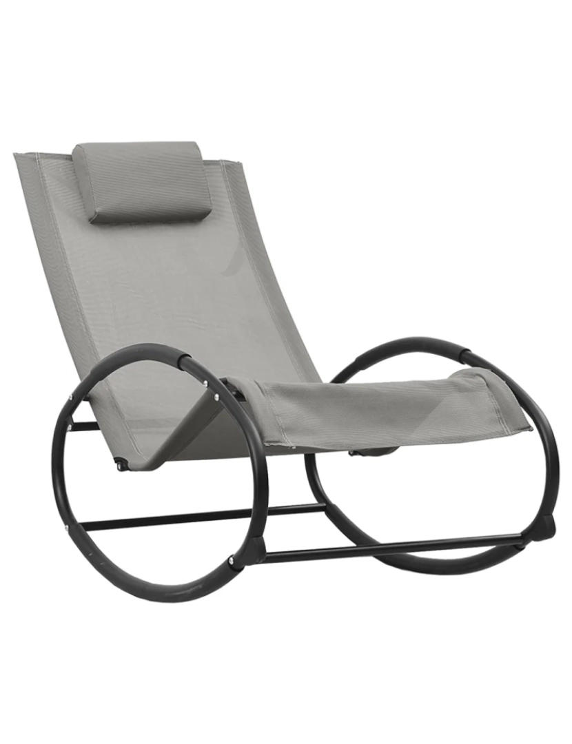 imagem de espreguiçadeira，Cadeira de repouso，Cadeira de descanso com almofada aço e textilene cinzento CFW1122362