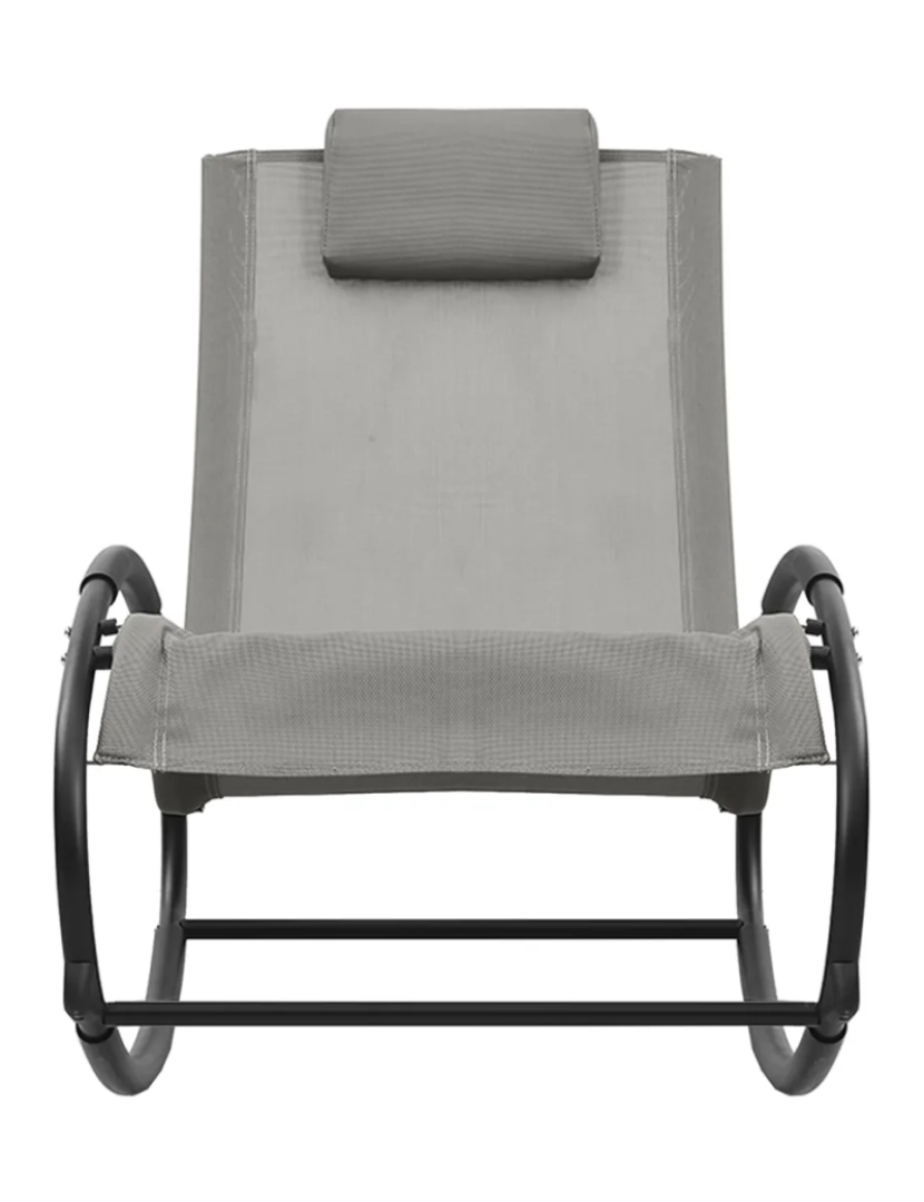imagem de espreguiçadeira，Cadeira de repouso，Cadeira de descanso com almofada aço e textilene cinzento CFW1122363
