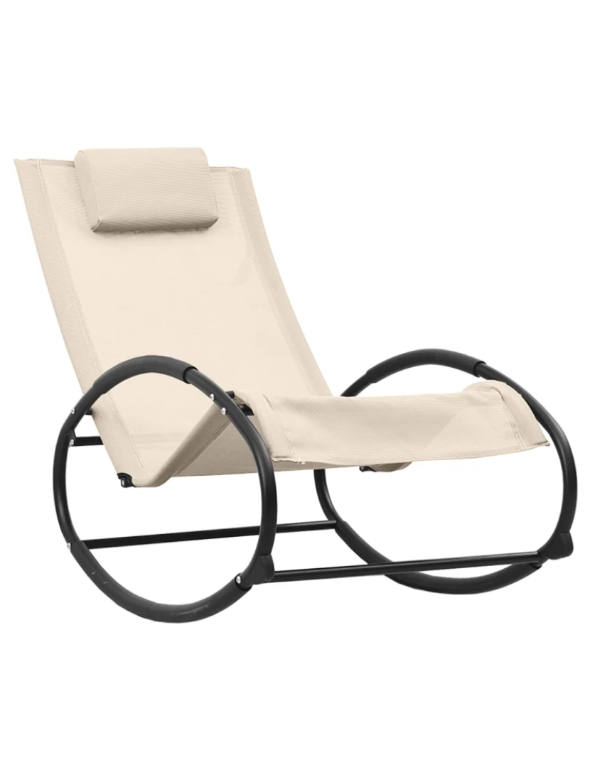 imagem de espreguiçadeira，Cadeira de repouso，Cadeira de descanso com almofada aço e textilene cor creme CFW5003312