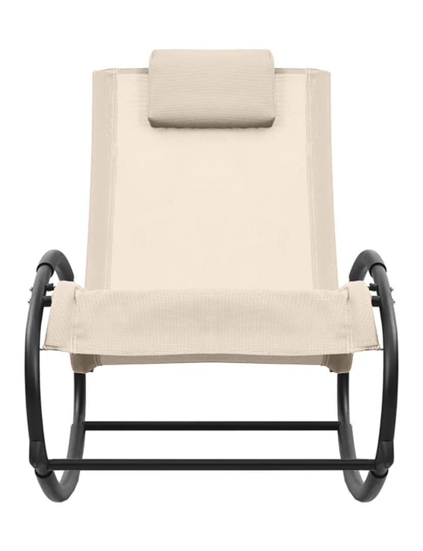 imagem de espreguiçadeira，Cadeira de repouso，Cadeira de descanso com almofada aço e textilene cor creme CFW5003313