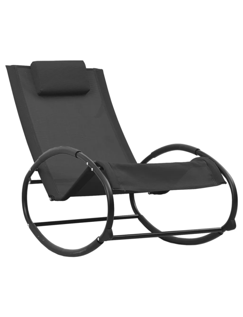imagem de espreguiçadeira，Cadeira de repouso，Cadeira de descanso com almofada aço e textilene preto CFW5100612