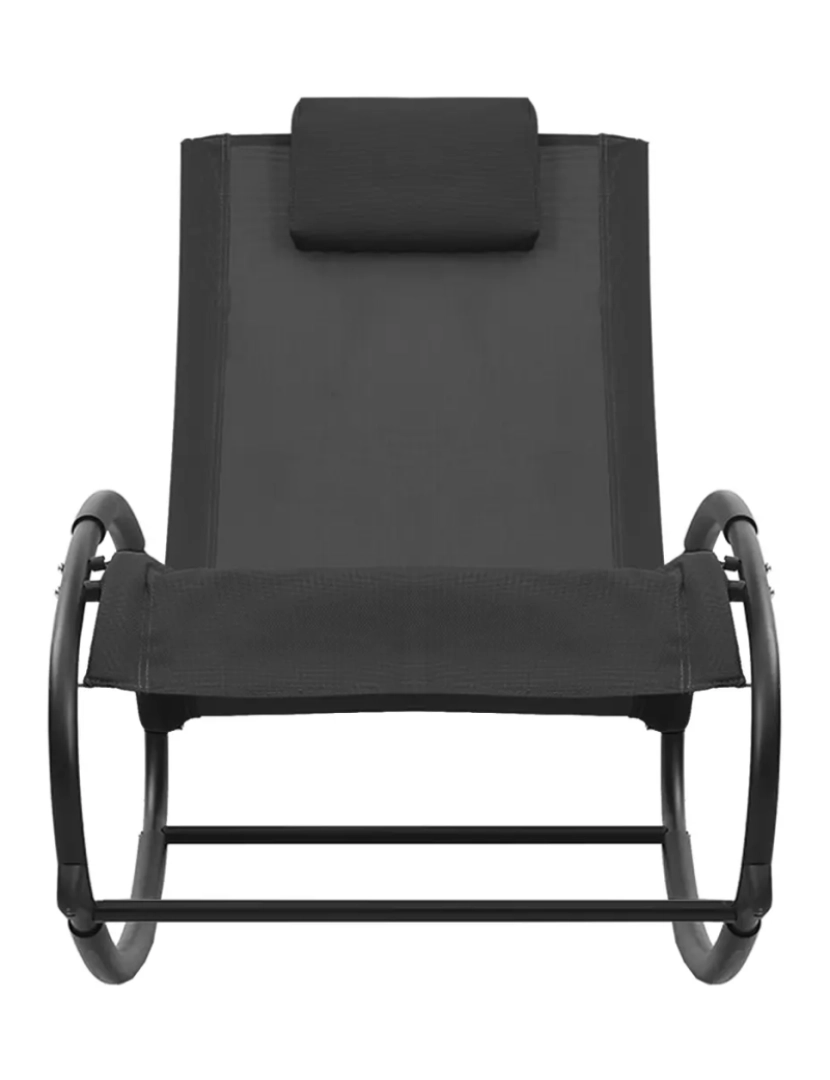 imagem de espreguiçadeira，Cadeira de repouso，Cadeira de descanso com almofada aço e textilene preto CFW5100613