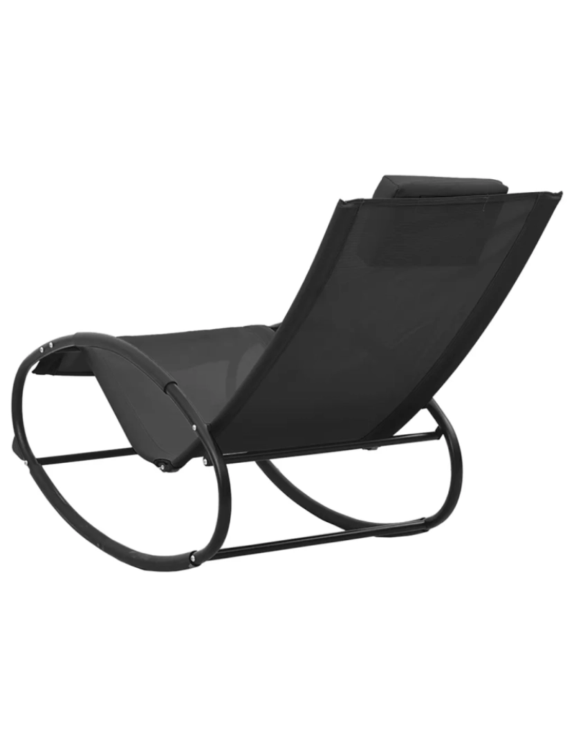 imagem de espreguiçadeira，Cadeira de repouso，Cadeira de descanso com almofada aço e textilene preto CFW5100615