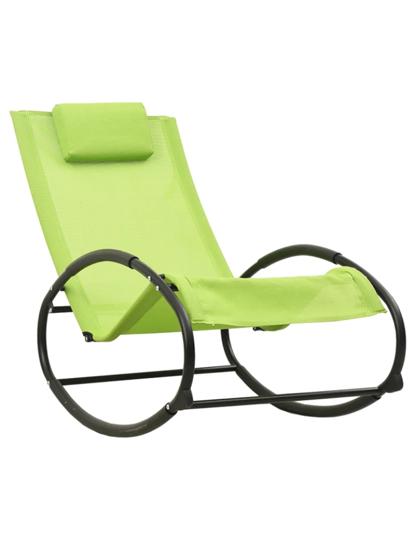 imagem de espreguiçadeira，Cadeira de repouso，Cadeira de descanso com almofada aço e textilene verde CFW2171782