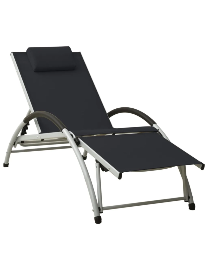 imagem de espreguiçadeira，Cadeira de repouso，Cadeira de descanso com almofada textilene preto CFW6935511