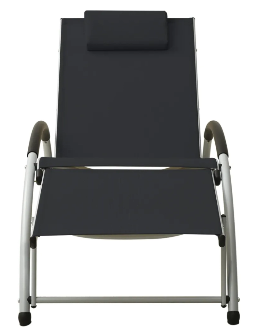 imagem de espreguiçadeira，Cadeira de repouso，Cadeira de descanso com almofada textilene preto CFW6935512