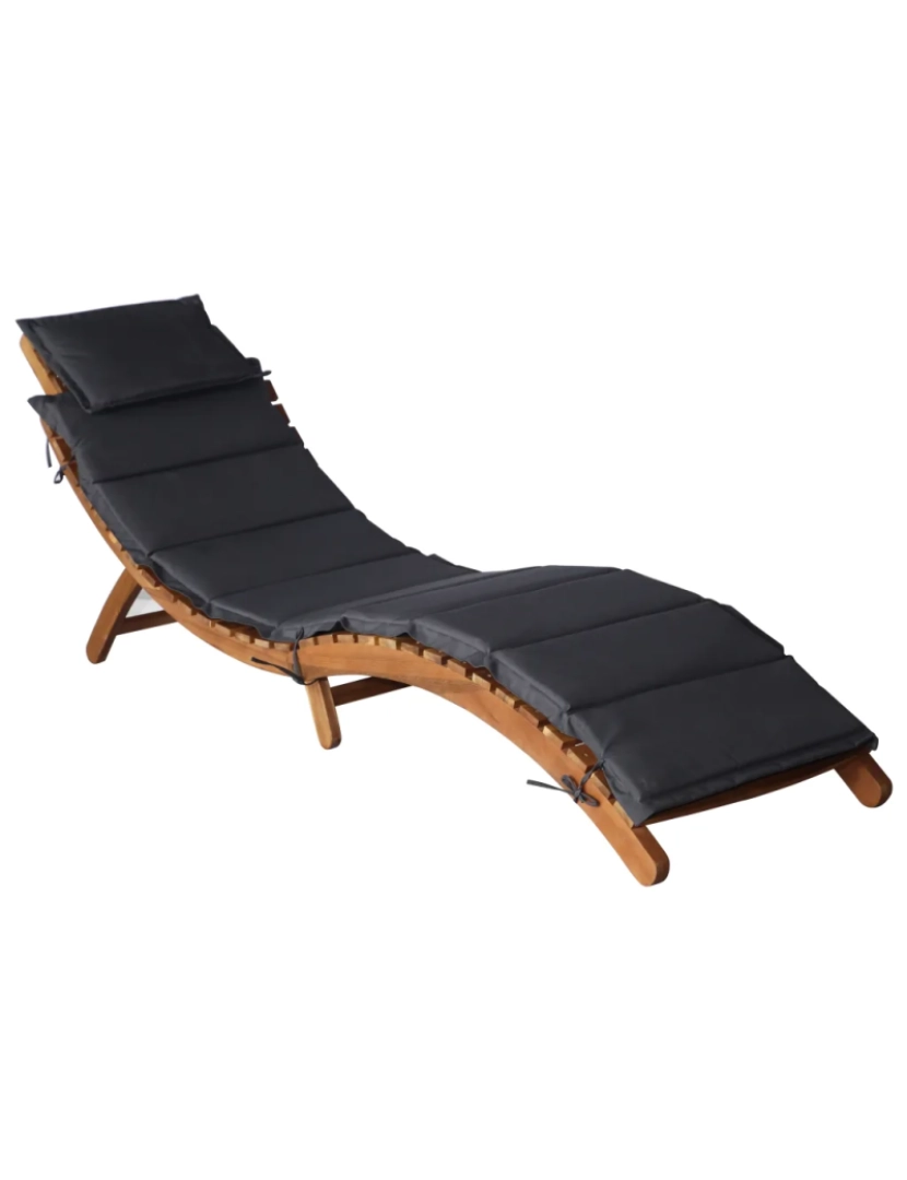 Vidaxl - espreguiçadeira，Cadeira de repouso，Cadeira de descanso com almofadão acácia maciça cinzento-escuro CFW140983